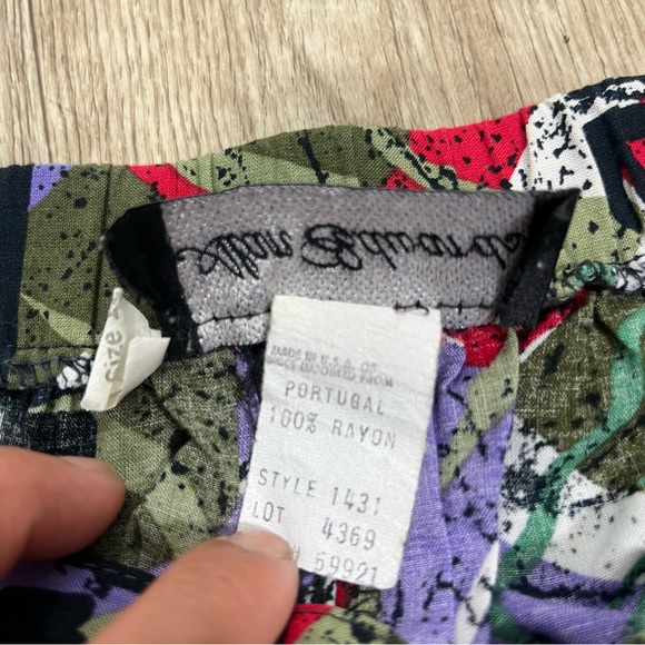 Alan Edwards Multicolored Midi Skirt Elastic Waist Side pockets Rayon 27 Waist - Picture 8 of 8